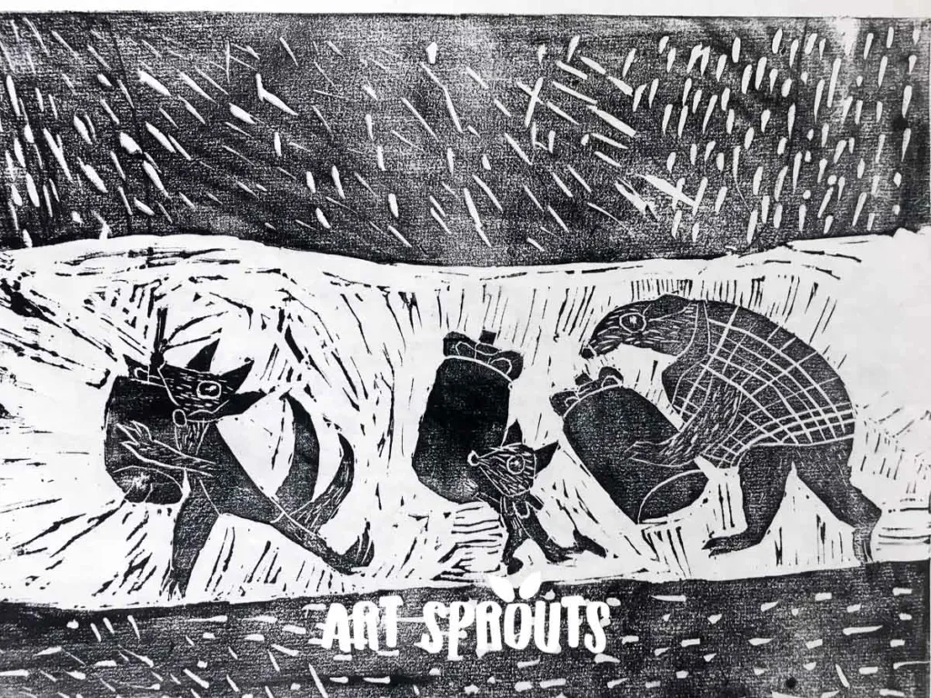 Art Sprouts_woodblock printing with kids