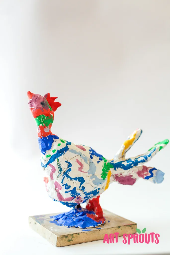 Foam clay rooster sculpture_ Art Sprouts