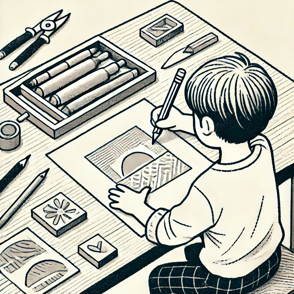 block printing for kids - step by step guide Art Sprouts