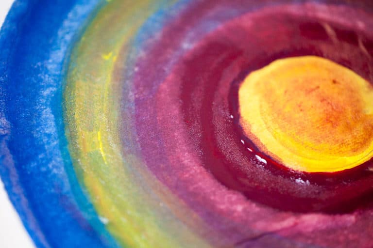 Kandinsky Circles Lesson for Kids: Practical color theory 25 Painted-colorful-circle-xuan-paper