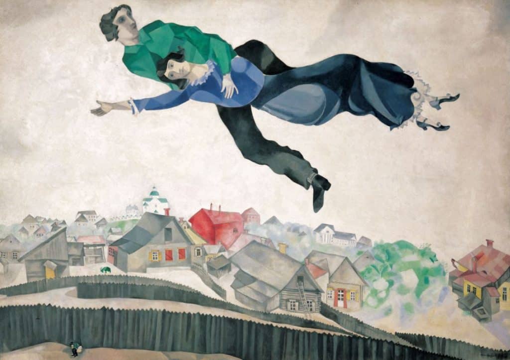 "Over the Village" 1914-1918, Marc Chagall art symbols and characters