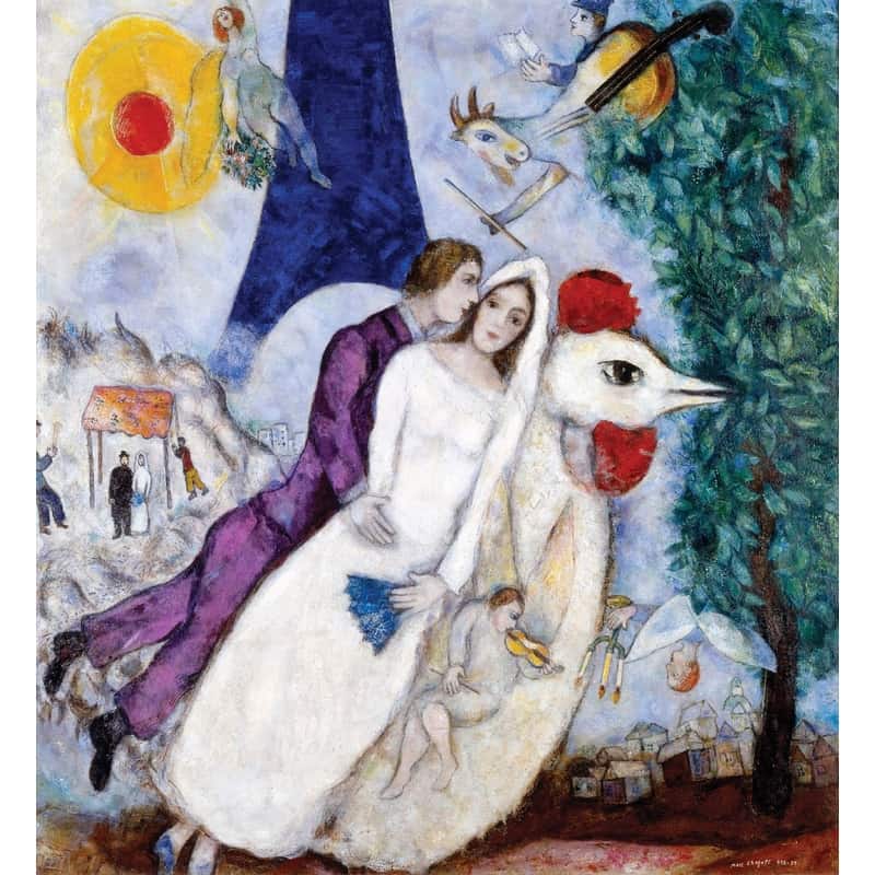 "The bridal pair with the Eiffel tower", Marc Chagall art symbols and characters