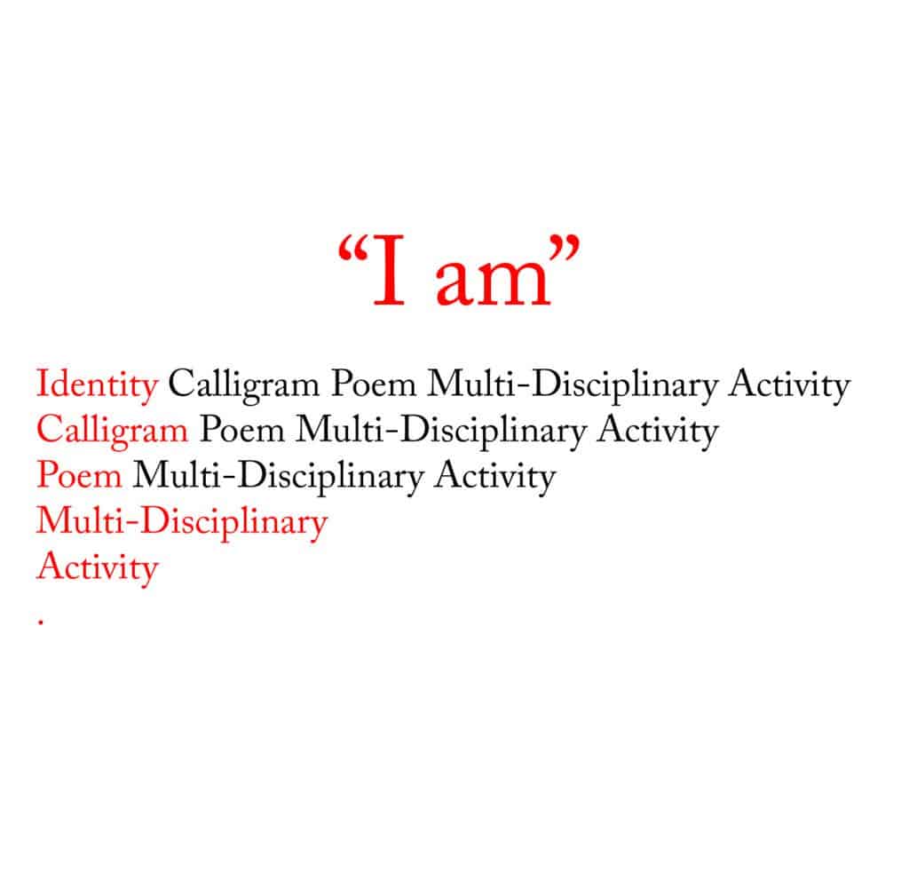 Objectives For this activity students compose an 22I am22 Identity calligram 01