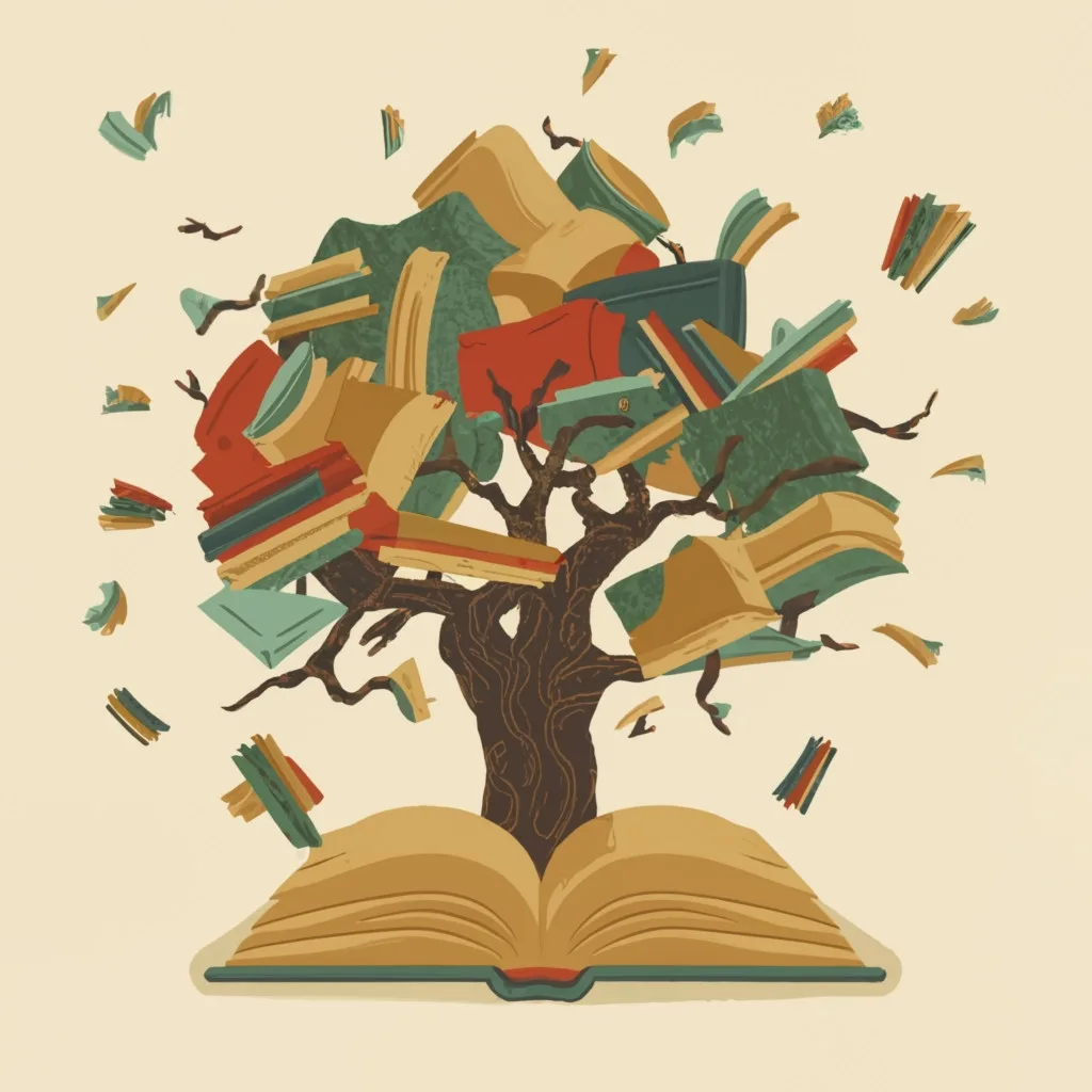 Tree with books growing on branches