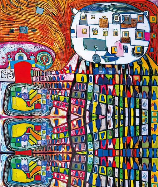 Hauskatze Friedensreich Hundertwasser Original Title: Hauskatze - Die Katze von Atlantis Date: c.1989