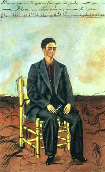 Self Portrait with Cropped Hair Frida Kahlo