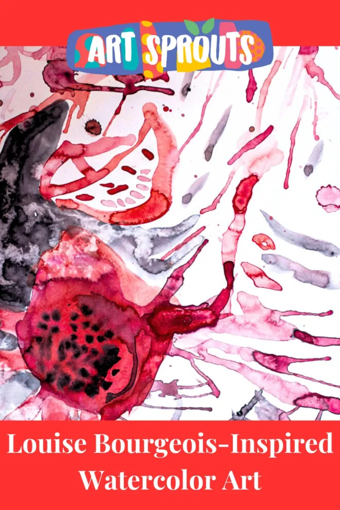 Red Watercolor Art Inspired by Louise Bourgeois-art-sprouts