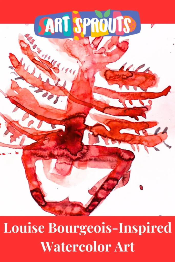 Red Watercolor Art Inspired by Louise Bourgeois-art-sprouts