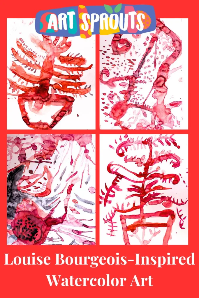 Red Watercolor Art Inspired by Louise Bourgeois-art-sprouts