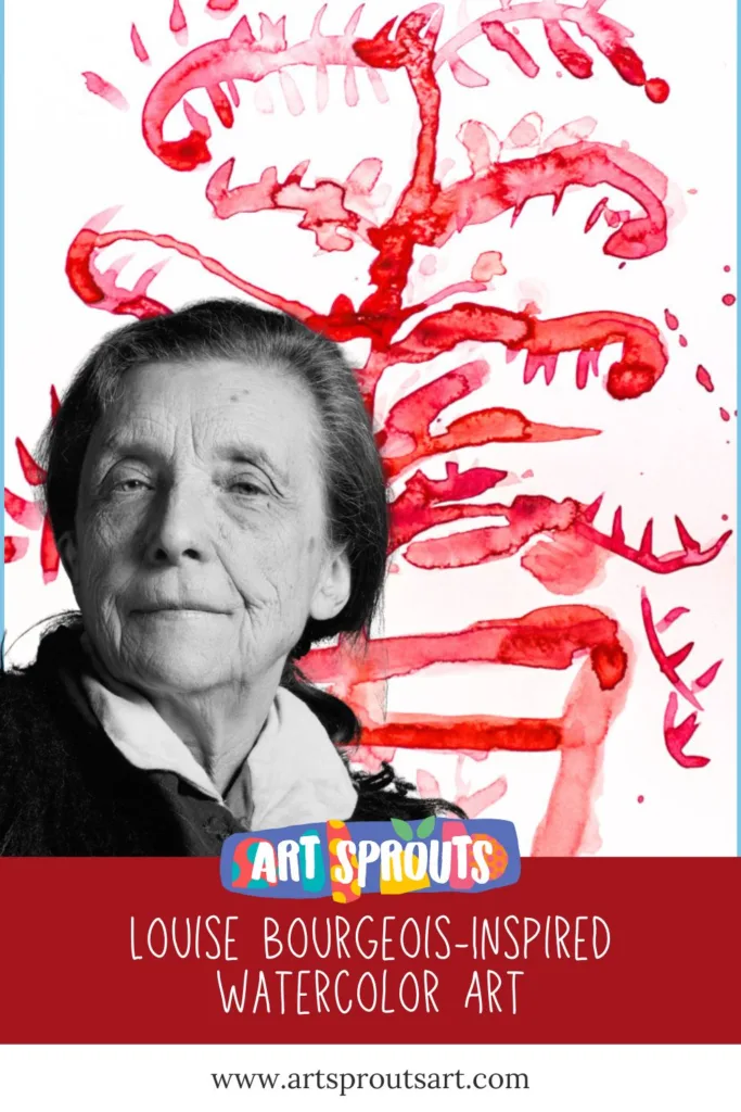 Red Watercolor Art Inspired by Louise Bourgeois-art-sprouts