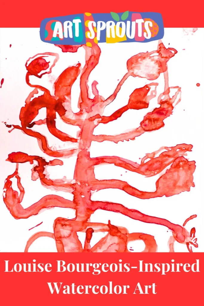 Red Watercolor Art Inspired by Louise Bourgeois-art-sprouts