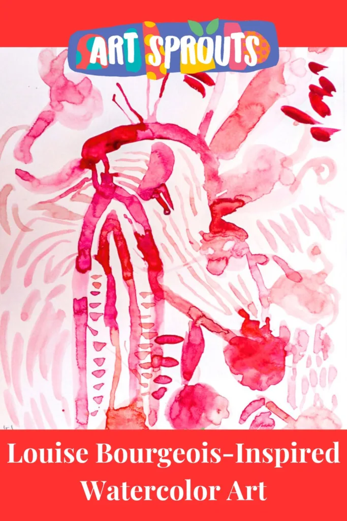 Red Watercolor Art Inspired by Louise Bourgeois-art-sprouts