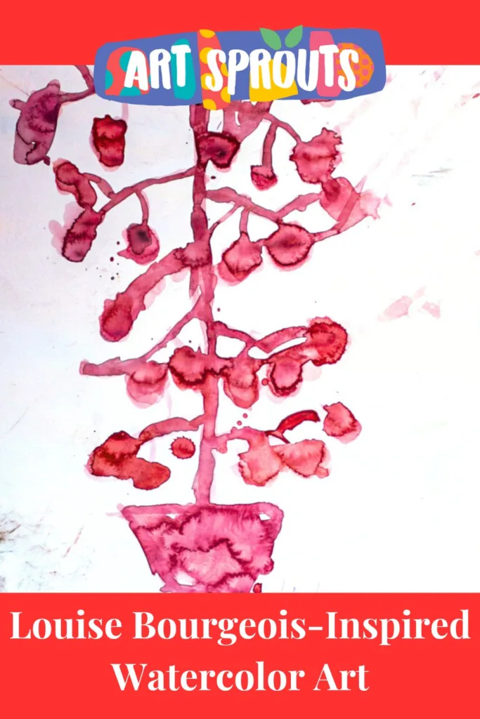 Red Watercolor Art Inspired by Louise Bourgeois-art-sprouts