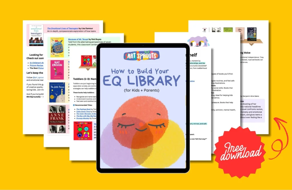 Build a Kinder Bookshelf - FREE PDF GUIDE 1 How to Build Your EQ Library image Art Sprouts