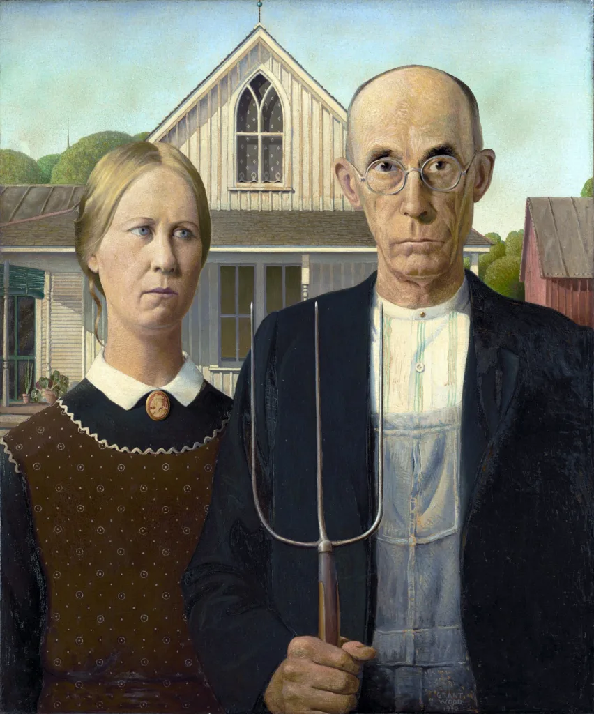 11 Famous Paintings with Hidden Details 35 Grant DeVolson Wood American Gothic
